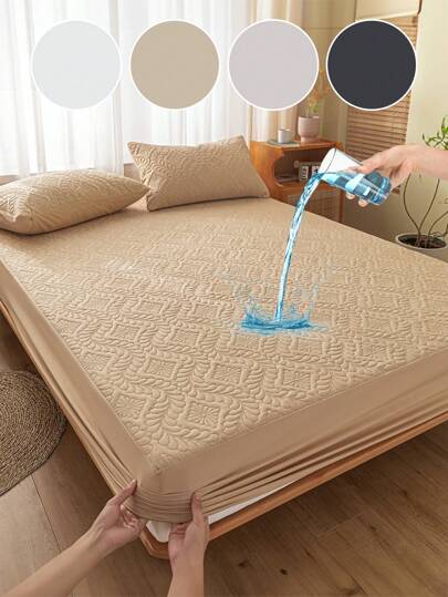 1pc Water Resistant Bed Sheet, Fitted Sheet, Bedding, Bed Cover, Skin-Friendly Mattress Cover, Soft And Comfortable Bedding For Bedroom, For All Season, For Bedroom, For Guest Room, For School Dorm, Dustproof Bedspread, Made Of Soft And Breathable Fabric, Washable, Mattress Protector, Dustproof Non-Slip