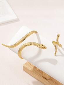 1set European & American Exaggerated Fashion Unique Snake Shape Ring & Bracelet Set For Women - Yellow Gold - View 6