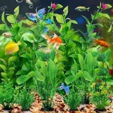 Accesorios para pecera, plantas verdes, 10 piezas de decoraciones verdes para pecera, plantas de plástico para decoración de acuario