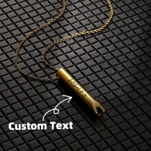 Laser Engraved Text Pendant Necklace, Stainless Steel Mindfulness Whistle Necklace, Adjustable For Breathing & Stress Relief