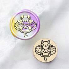 CYFUN DESIGN 1pc Laser Engraved Mini Sealing Wax Stamp With Copper Head, Without Handle - Gold - View 22