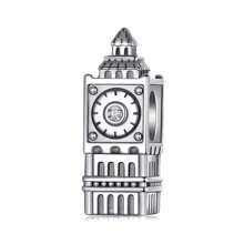 Bamoer 925 Sterling Silver Vintage Eiffel Tower/Big Ben Bead Landmark Series Travel Charms For Women Girl Bracelet Necklace DIY Jewelry Making