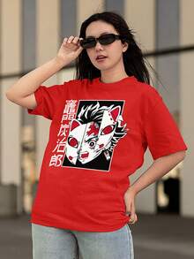 T-Shirt Anime Dem Slayer Tanjiro Mask Ref 1279 FLUXOGEEK - 紅色 - 查看 6