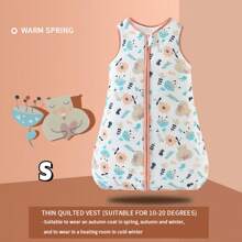 1.5TOG Newborn Sleeping Bag, Suitable For Spring, Autumn And Winter, Cartoon Print, Comfortable And Breathable, Sleeveless Vest Style Sleeping Bag, Baby Pajamas, Heart Pattern For Valentine's Day - Multicolor - View 10