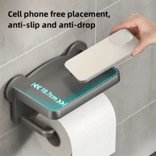 1 pièce Boîte à mouchoirs de salle de bain en plastique, support mural distributeur et rack de rangement pour téléphone portable, noir/blanc/gris