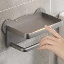 1 pièce Boîte à mouchoirs de salle de bain en plastique, support mural distributeur et rack de rangement pour téléphone portable, noir/blanc/gris