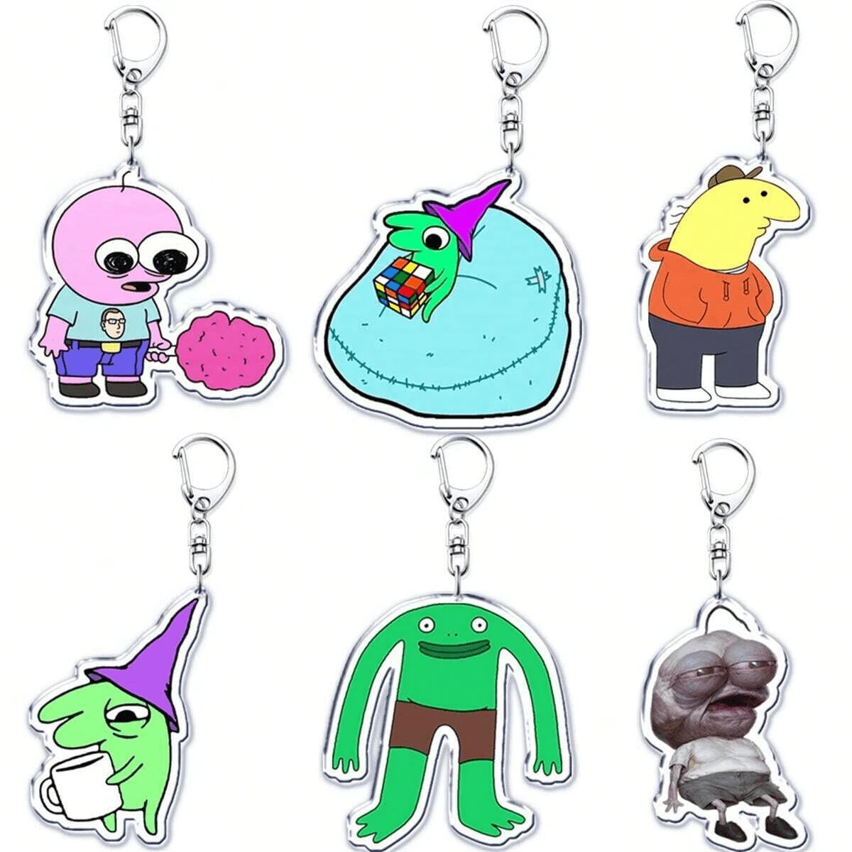 1PC Cute Smiling Acrylic Keychains For Accessories Bag Pendant Key Chain Ring Jewelry Fans Friends Gifts - Multicolor - View 1