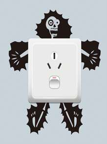 1 pieza Pegatina de pared decorativa para dormitorio, sala de estar y entradas con diseño de calabaza de espantapájaros con calavera eléctrica, desmontable y resistente al agua, para decoración de Halloween