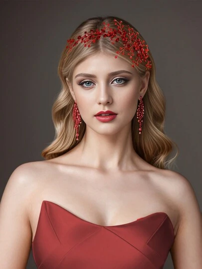 1件水钻花朵发箍，闪亮花环头饰，适合新娘、婚礼、节日、派对、庆典、日常休闲、情人节、新年嘉年华等场合佩戴。