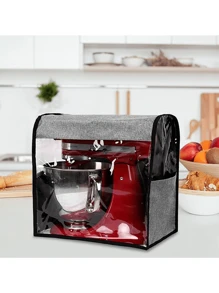 1pc Linen Mixer Cover, Stand Mixer Dust Cover, Waterproof And Dustproof, Easy To Fold And Store, Suitable For Kitchen Dust Collection - Flax Gray - View 1
