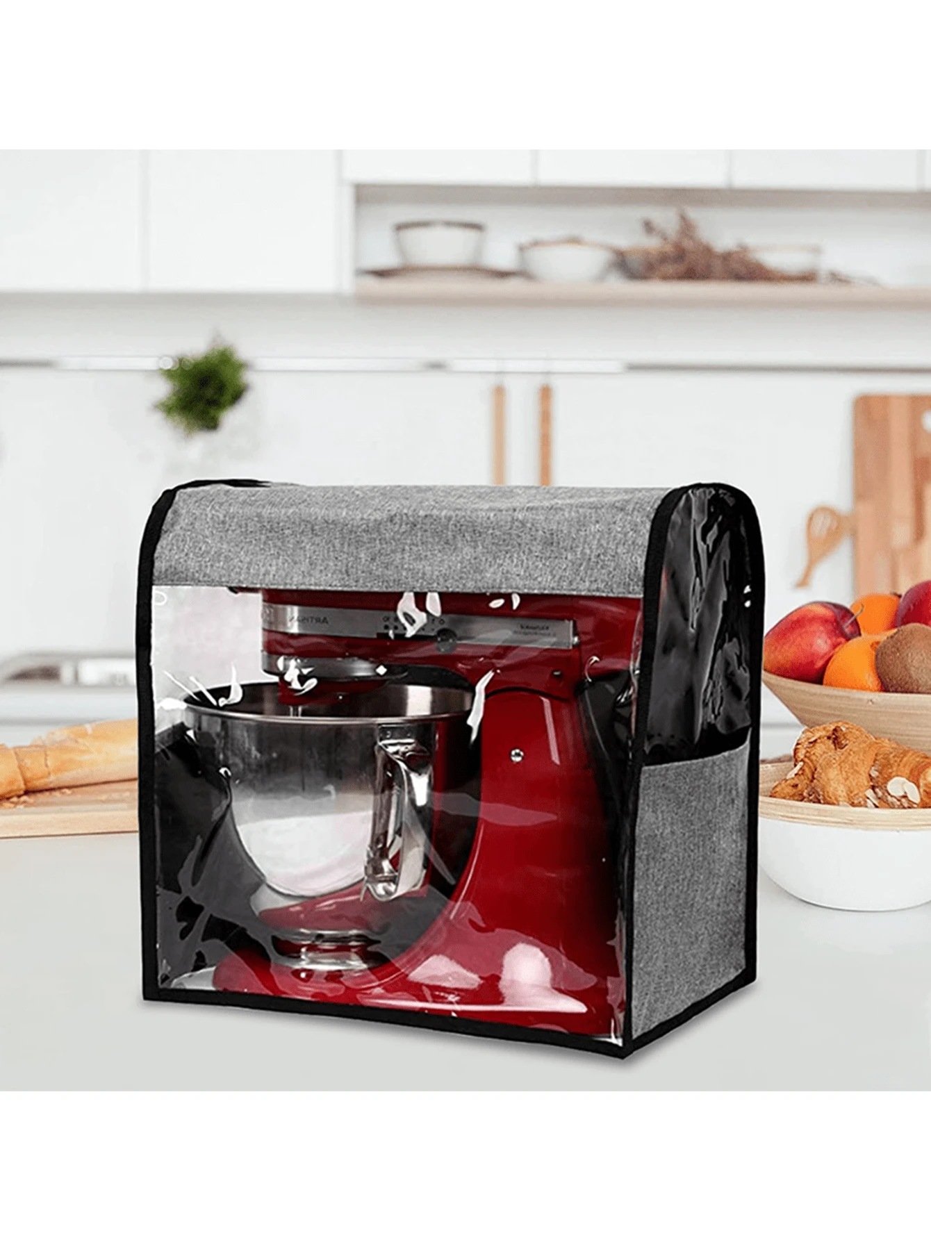 1pc Linen Mixer Cover, Stand Mixer Dust Cover, Waterproof And Dustproof, Easy To Fold And Store, Suitable For Kitchen Dust Collection - Flax Gray - View 1