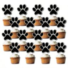 12pcs Festive Paw Print Cupcake Toppers - Size - View 1