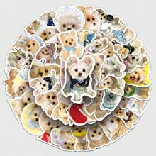 50 piezas Pegatinas de dibujos animados lindos de perro Yorkshire Terrier para equipaje, taza, decoración DIY de escritorio - Multicolor - Ver 1