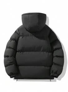 Áo khoác nam mùa đông có mũ trùm đầu, áo khoác ngoài rộng rãi ấm áp và thoải mái - màu đen - Xem 2