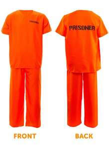 I LOVE FANCY DRESS Mens Womens Convict Costume Orange Adult Prisoner Outfit Halloween Inmate Jail Uniform Unisex Cosplay Cops And Robbers Fancy Dress - Orange - View 4