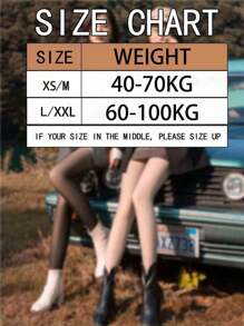 220g Collants épais doublés thermiques taille haute pour femmes, collants chauds pour l'automne et l'hiver, confortables - Noir - Voir 2