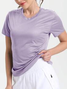 5pcs/Set Women Light-Weight Casual Sports T-Shirts, Crew Neck Short Sleeve Fitness Tops, Suitable For Running & Workout