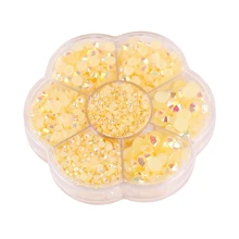 5000 件/盒，2 毫米 3 毫米 4 毫米 5 毫米 6 毫米，5 种尺寸，果冻糖，透明 AB 水晶珠，花形盒包装，圆形平底水钻多色水晶宝石非热熔 DMC 珠宝珠，玻璃石钻石 3D 图案设计配件闪光美甲贴花装饰用于衣服、包、鞋、杯子、手机壳、手工艺品、DIY 装饰。