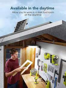 1 件 228LED 太阳能吊灯防水 360° 广角泛光灯带运动传感器太阳能灯带遥控器 3 种色温调节 5 种照明模式适用于家庭装饰户外照明车库生日派对节日派对活动照明吊灯，户外花园照明适用于小路、庭院、露台 - 均碼 - 查看 11