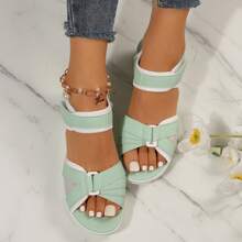 Women's High Heel Sandals - Casual Summer Outdoor Wedges With Adjustable Platform For Comfortable Travel & Leisure - 綠色 - 查看 6