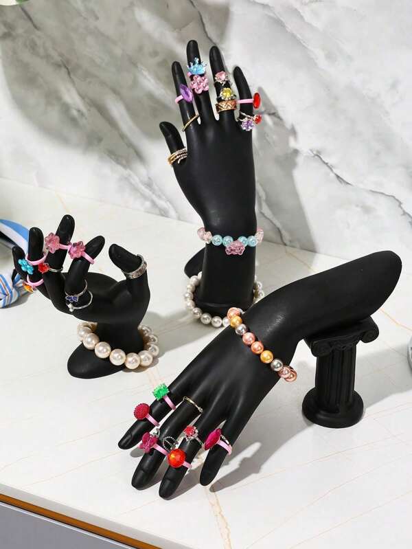 1pc Black European Style Hand Model Jewelry Display Stand, Earring Necklace Ring Bracelet Jewelry Holder, Desktop Decor