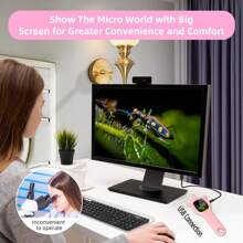 Microscope For Kids, 4X Handheld Kids Microscope With 8 Adjustable LED Lights, 2'' LCD Screen Mini Portable Microscope For Kids 6-12 Girls&Boys, Back To School Supplies&Christmas Birthday Gifts - Pink - View 6