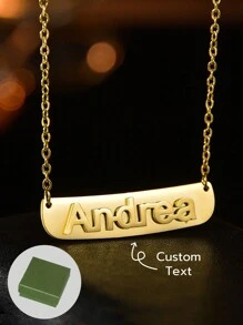 1pc Hot Selling Minimalist Relief Embossing Technology Can Customize Text Nameplates, Suitable For Daily Wear, Electroplated 18k Gold Stainless Steel, Gifted With High-End Boutique Gift Boxes, For Friends, Relatives, Family, Couples, Holiday Gifts