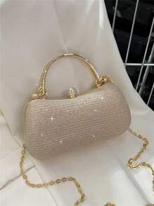 Glamorous Glitter Bling, Paiete, Lux, Strălucitor Mini Strass Decor Lanț Glitter Box Geantă Geantă de seară, Geantă de cină Faux Pearl pentru petrecere, femeie, mireasă perfectă pentru petrecere, nuntă, bal, cină/banchet, portofel elegant ForGlitter, geantă de seară pentru femei Pentru petrecere, geantă elegantă cu model de flori din dantelă