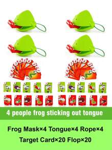 1 Set Of Frog Tongue Sticking Toys Support 2~4 Players To Play Interactive Artifacts Frog Mouth Lizard Mask Greedy Chameleon Blowing Music Creative Trick Props Wedding Blowing Card Table Game Wedding Toys And Annual Meeting Interactive Props Team Building And Expansion Activities Supplies Fun Masks,Kids Toys,Boys Toys,Games