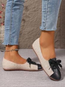Women 2024 Autumn New Casual Flat Lace-Up Low Vamp Loafers, Student Shoes
