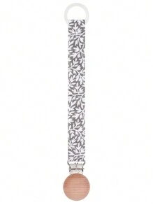 1pc Baby Fashion Printed Plaid Polka Dot Stripe Silicone Pacifier Chain & Wooden Pacifier Clip, Suitable For Daily Use - Multicolor - View 24