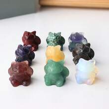 1pc Natural Obsidian Toothless Crystal Carving Crafts Labradorite Cartoon Hand-Made Ornaments Collection Healthy Toys - Toothless - View 5