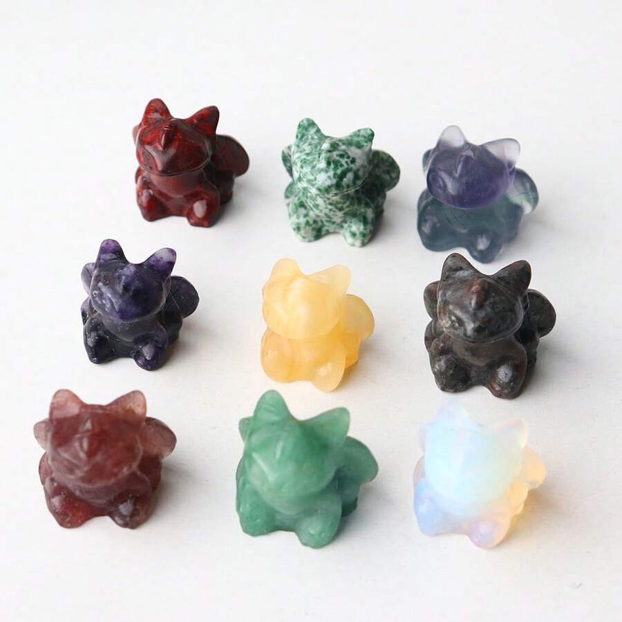 1pc Natural Obsidian Toothless Crystal Carving Crafts Labradorite Cartoon Hand-Made Ornaments Collection Healthy Toys - Toothless - View 1