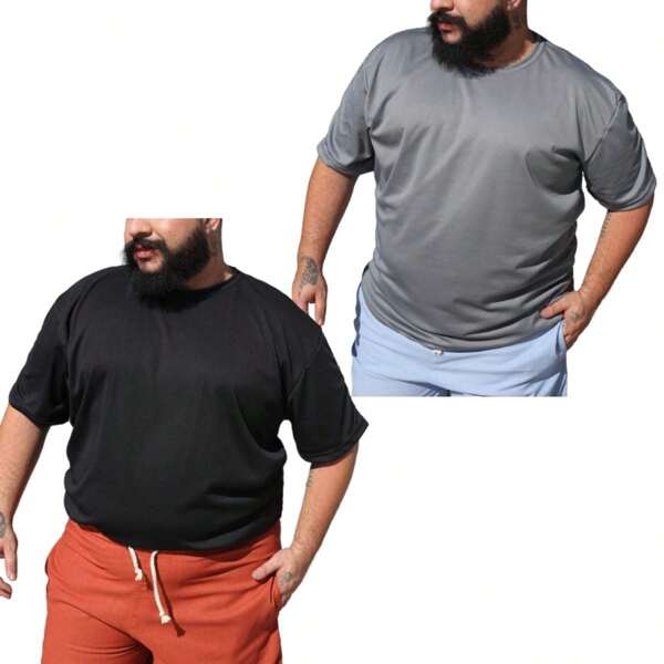 Kit 2 peças - Camiseta Dry Esportiva Confortável Masculina Plus Size