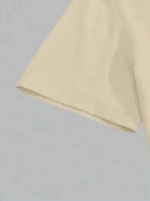 大码男士彩色印花休闲时尚短袖 T 恤 - 卡其色 - 查看 5