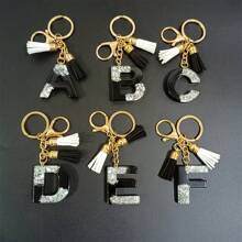 1 件 A-Z 字母休闲可爱黑色钥匙扣吊坠，夏季、秋季、春季、节日、生日、背包配件的优雅礼物