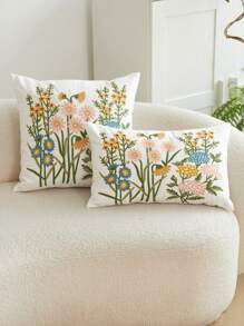 1 Stück Kissenbezug mit mehrfarbiger Gänseblümchen Stickerei, Heimdekoration für Wohnzimmer und Schlafzimmer