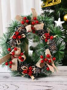 1 pieza Decoración de corona de Navidad, corona floral pequeña de 25cm/30cm para centro comercial, hotel, escaparate, entrada, decoración del hogar, decoraciones navideñas, decoración de habitación, decoraciones navideñas de invierno, regalos de Navidad, decoración navideña - Multicolor - Ver 21