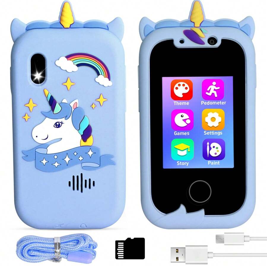 Smart Phone For Kids & 3 -7 Year Old Boys Toys Unicorns Gifts Touchscreen Learning Toy Birthday Gifts - Màu xanh lam - Xem 1