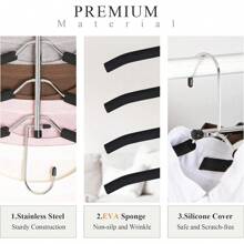 2/4 Packs Black Clothes Hangers, Space Saving Shirt Hangers, Non Slip Coat Hangers With Padded Foam Stainless Steel 5 In 1 Closet Storage Organizer For Sweatshirt T-Shirt Hoodie Sweater Halloween Decorations Halloween Costumes Autumn Decor Festival Decor - Black - View 3