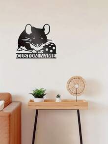 Una pieza de arte de pared de metal estilo art déco personalizable con diseño de chivo, oso, ratón y queso, decoración de pared de tema animal, multiusos, ideal para amantes de las mascotas, adecuado para todas las vacaciones, acabado pintado resistente a altas temperaturas, sin necesidad de electricidad