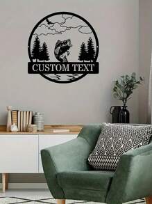 一片锻铁可定制鹰狩猎钓鱼户外金属标牌个性化名称装饰艺术壁挂动物主题无需电力适用于多用途装饰适用于各种节日圣诞节万圣节复活节感恩节