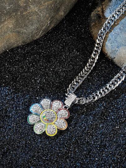 2 件朋克嘻哈彩色邪恶向日葵吊坠项链适合日常派对配饰情人节、妈妈、母亲、母亲节、礼物