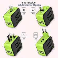 International Travel Adapter Universal Power Adapter Worldwide All In One 4 USB Perfect For European US, EU, UK, AUS,Asia 200+ Countries - Multicolor - View 2