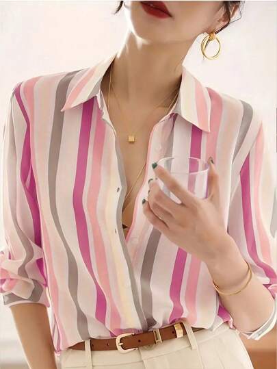 New Loose Fit Long Sleeve Women Blouse Solid Color Shirt