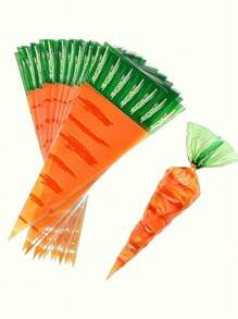 20/30/50pcs Carrot Shaped Candy Cookie Gift Bags, Cake Decorating Bags, Baking Food Packaging Bags, Birthday, Party Favor Bags - Multicolor - View 1