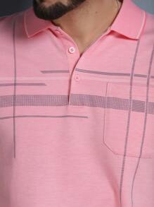 Men's Polo Shirt Summer 2024 With Button And Elastic 5 Colors - Pink - View 7