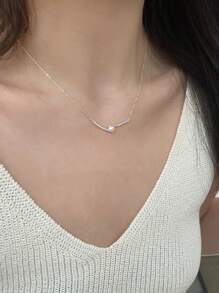 韩国时尚创意仿珍珠筷子吊坠项链，简约优雅颈链 - 幾何 - 查看 4