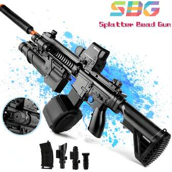 M416 Automatic Gel Pellets Blaster With Bullet Clip, Drum, Infrared Flashlight, Holographic Scope - Gel Beads Not Included. Ideal Christmas & Thanksgiving Gifts!