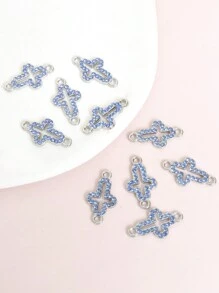 10 件时尚彩色水钻镶嵌镂空十字连接器创意 3 种款式设计吊坠，适用于 DIY 项链、手链、耳环等 - 完美的双悬挂配件，用于制作独特的珠宝